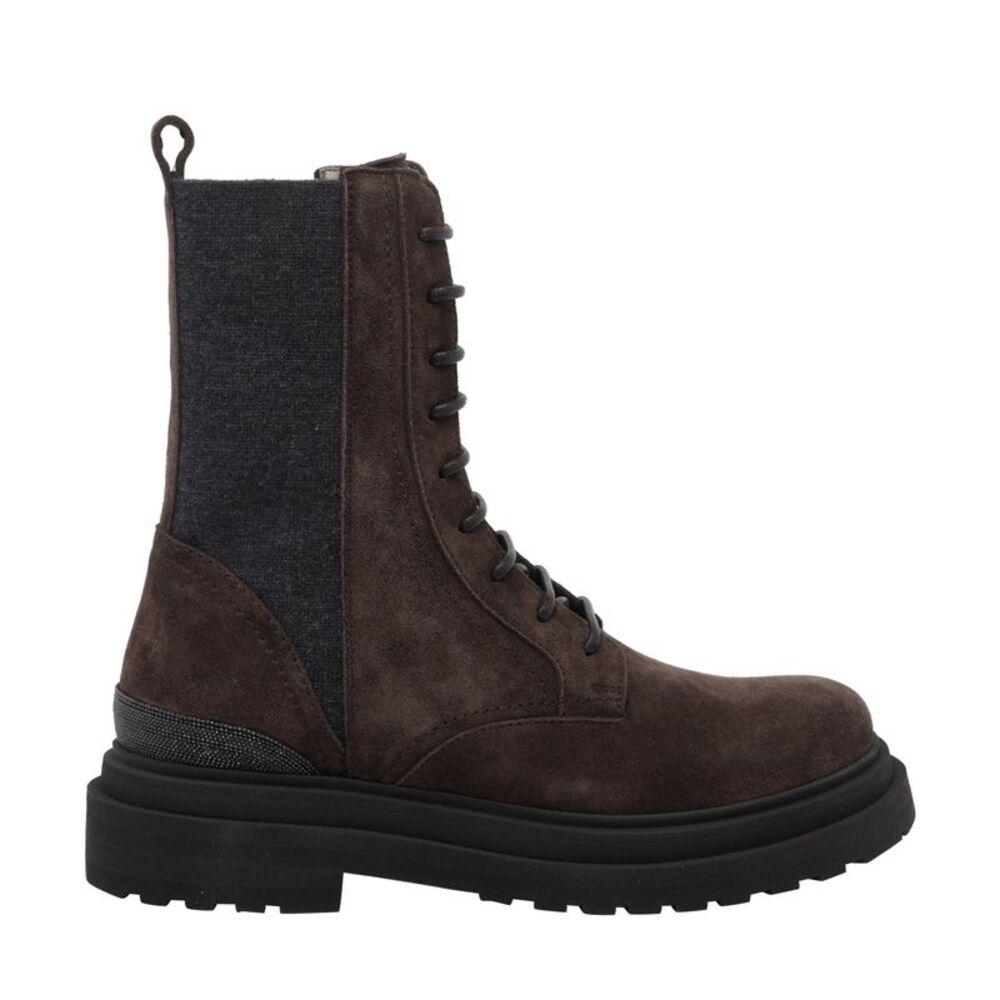 Brunello Cucinelli Women Suede And Wool Booties With Precious Detail